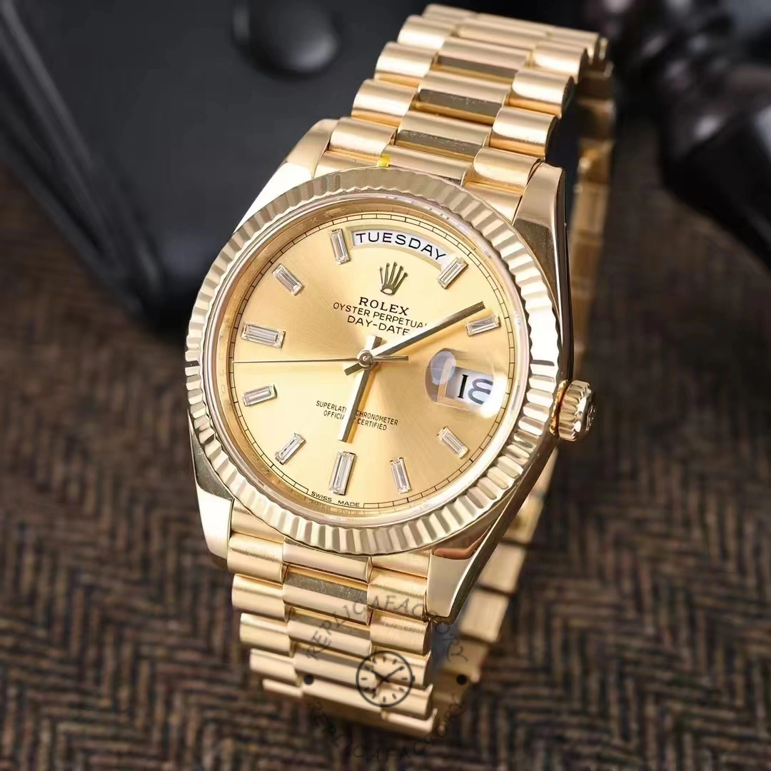 Replica Rolex Day-Date 40 Yellow Gold Champagne Dial Front 2