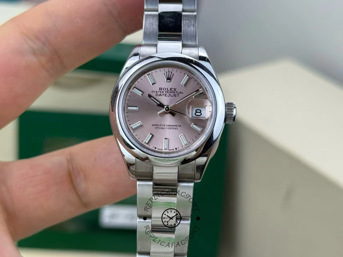 Rolex Datejust 179160 Pink Index Dial Domed Bezel 26MM Lady Replica Watch - Replica Factory