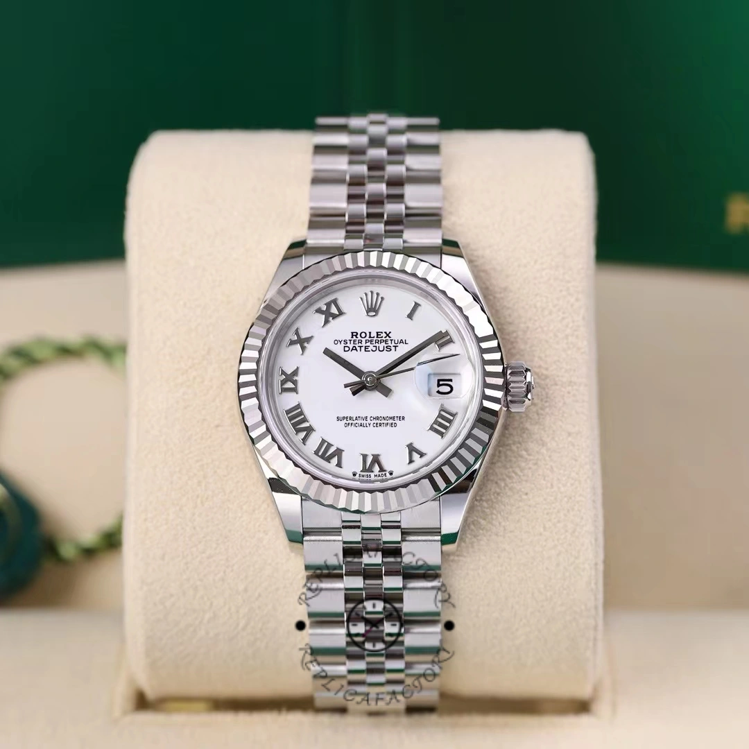 Rolex Datejust 279174 Stainless Steel White Roman Numeral Dial 28mm Lady Replica Watch - Replica Factory