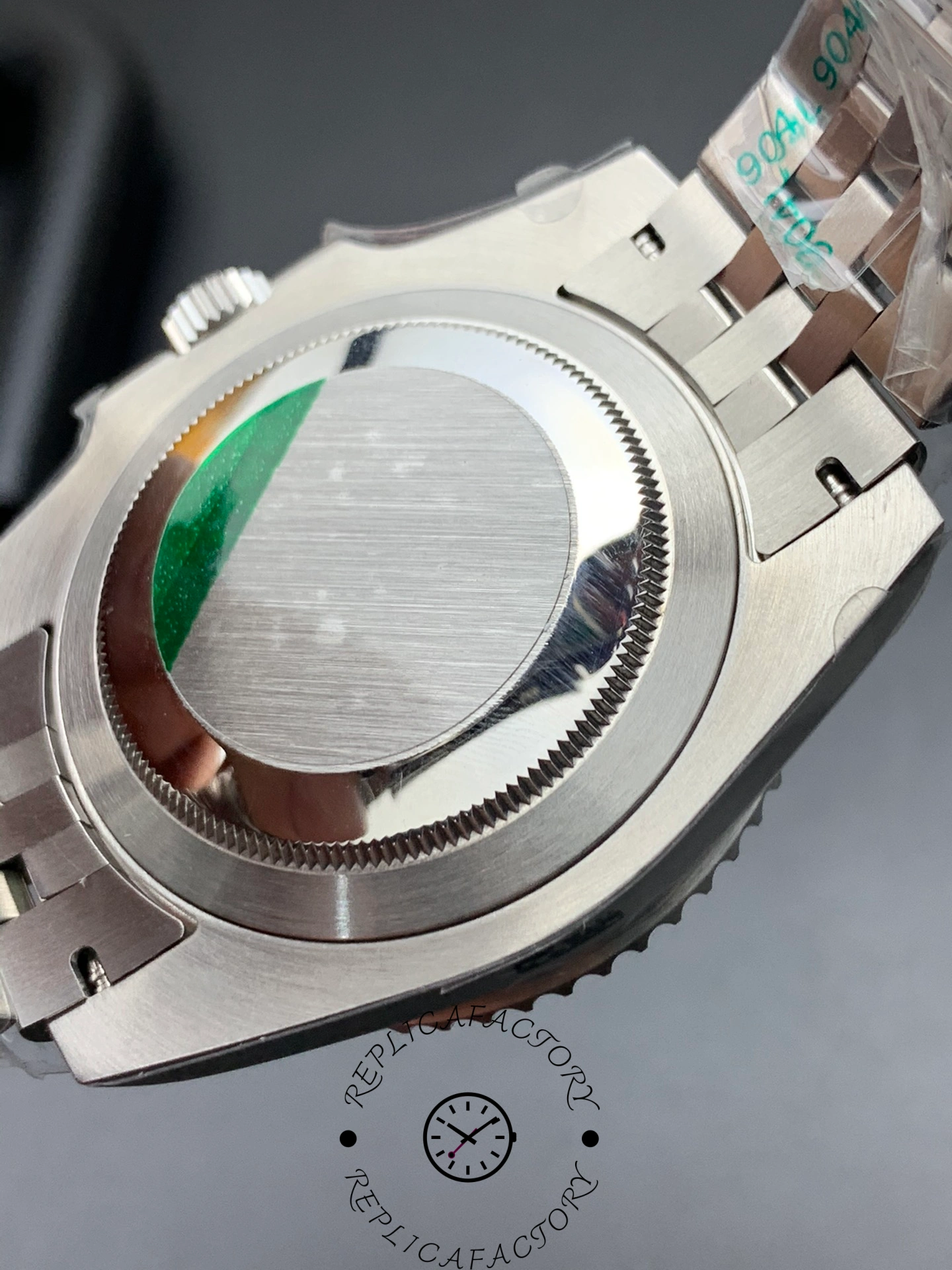 Rolex GMT-Master II 126710BLNR case back, showing case profile and bracelet fit.