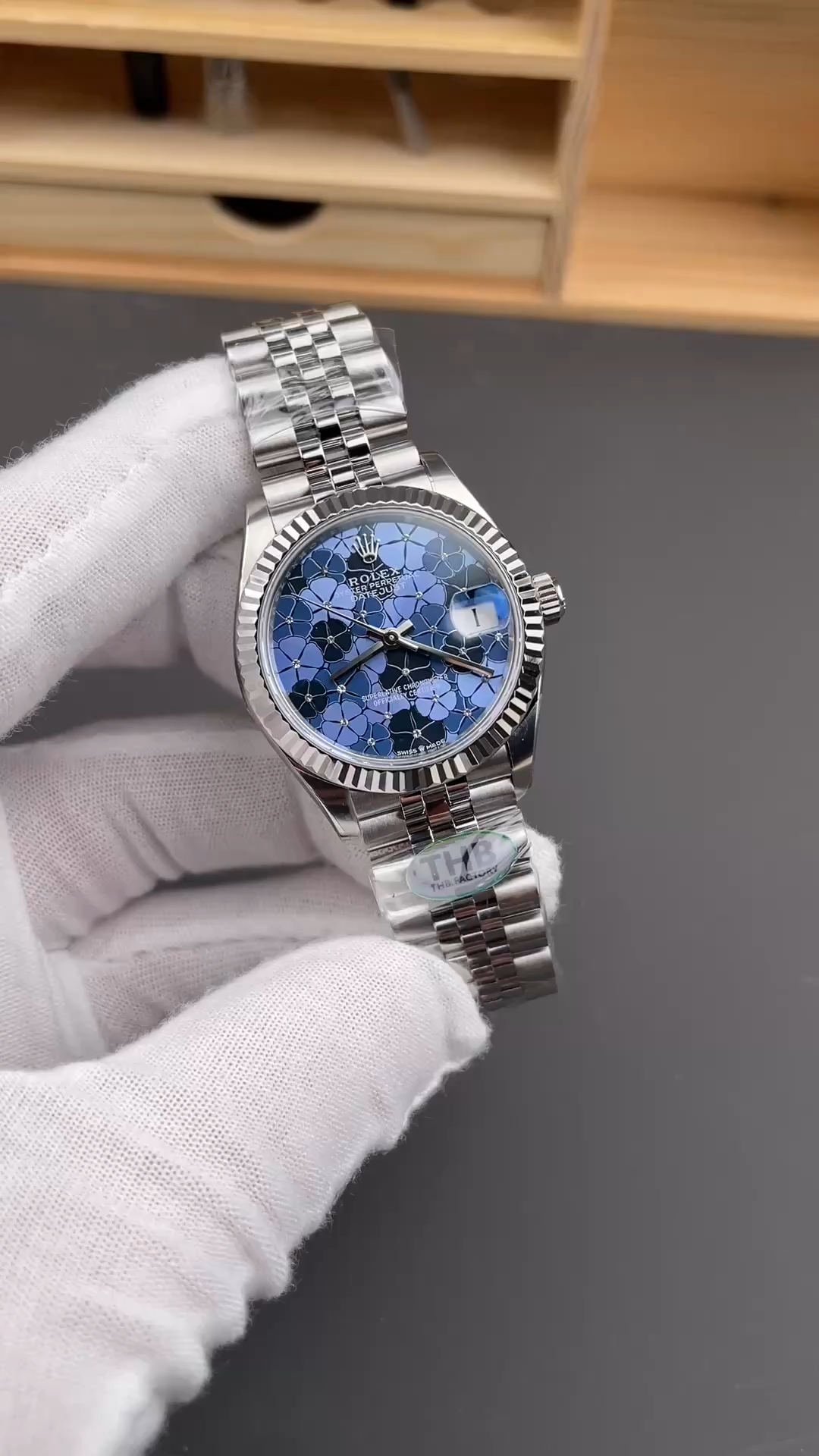 Video image of Rolex Datejust 31 278274-0036 showing the blue dial and Jubilee bracelet. - Video