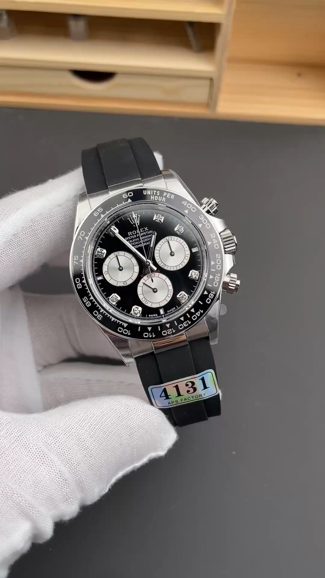 Full watch view of the Rolex Cosmograph Daytona White Gold 126519LN 0004 shown. - Video