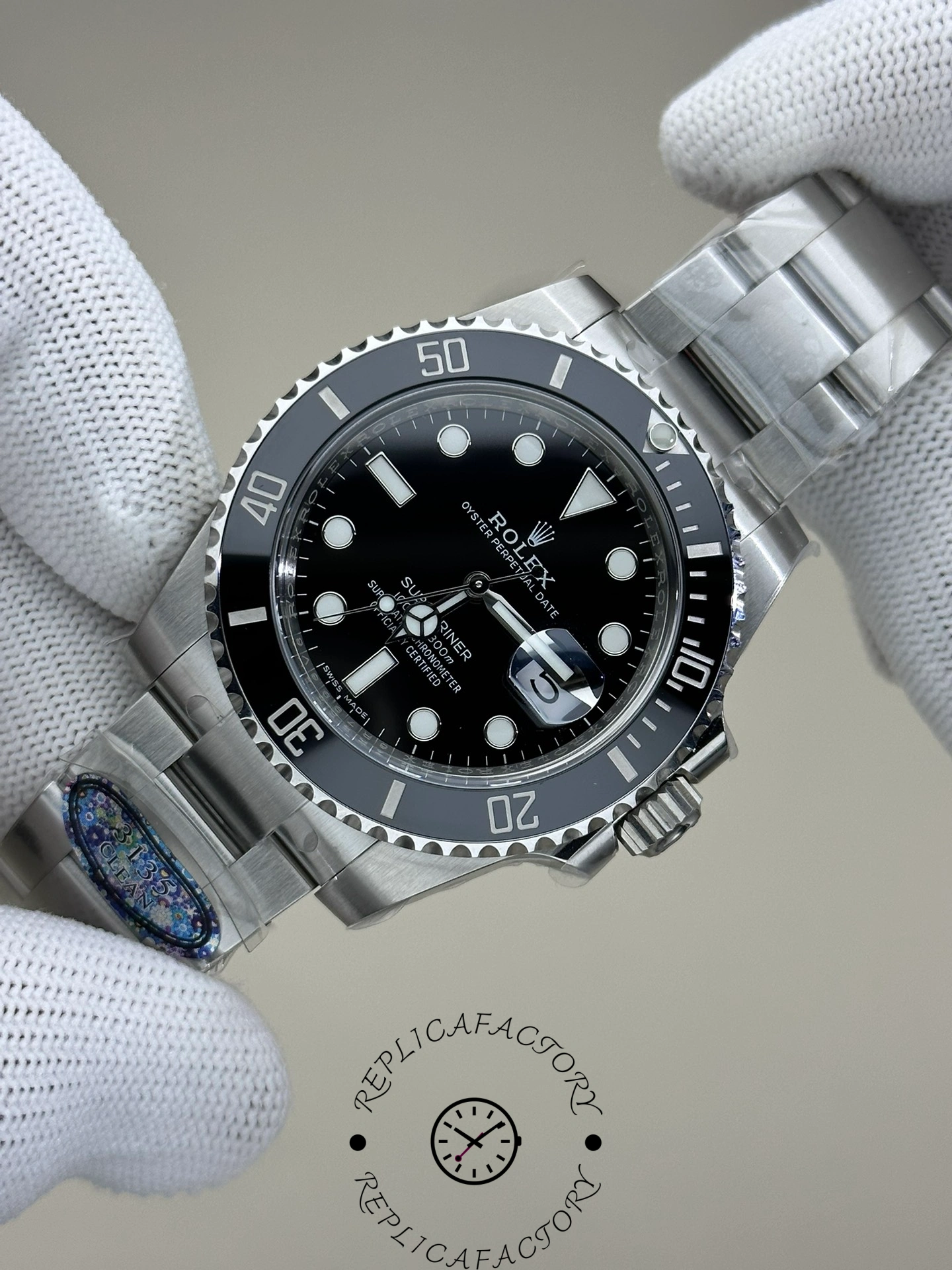 Rolex Submariner 116610LN 0001, angled dial view showing the date window and cyclops lens.