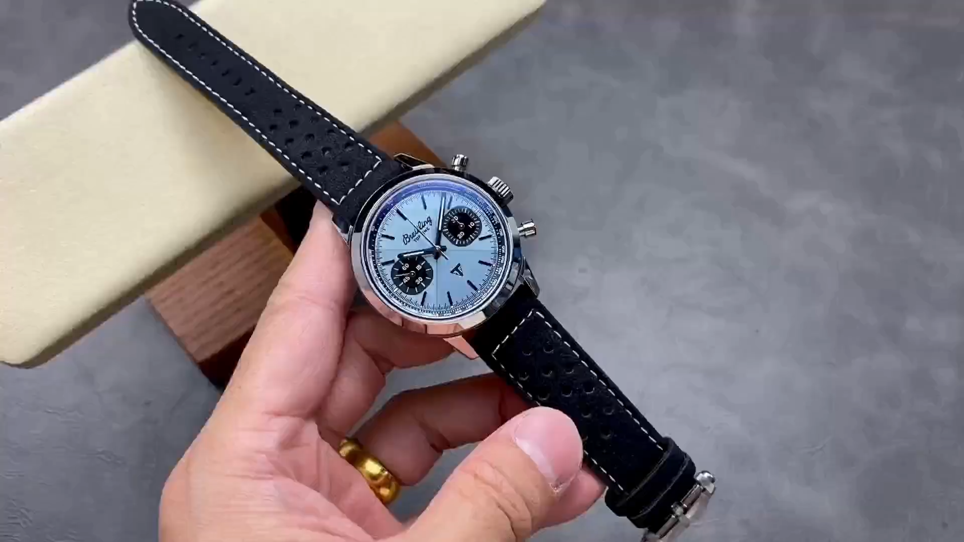 Breitling Top Time Triumph A23311121C1X1, video showing dial and black leather strap. - Video