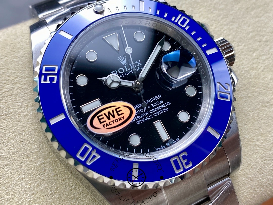 Rolex Submariner 126619LB 0003, close-up of blue bezel and black dial details.