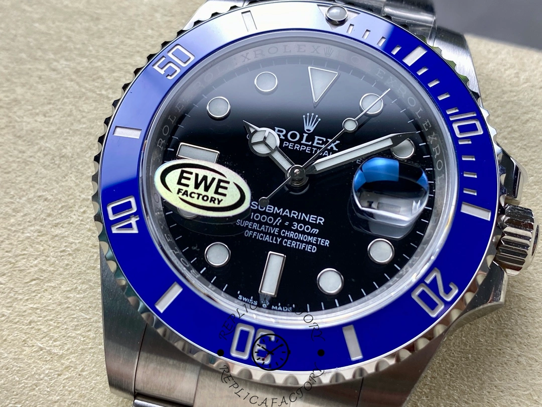 Rolex Submariner 126619LB 0003, dial close-up showing hands and hour markers.