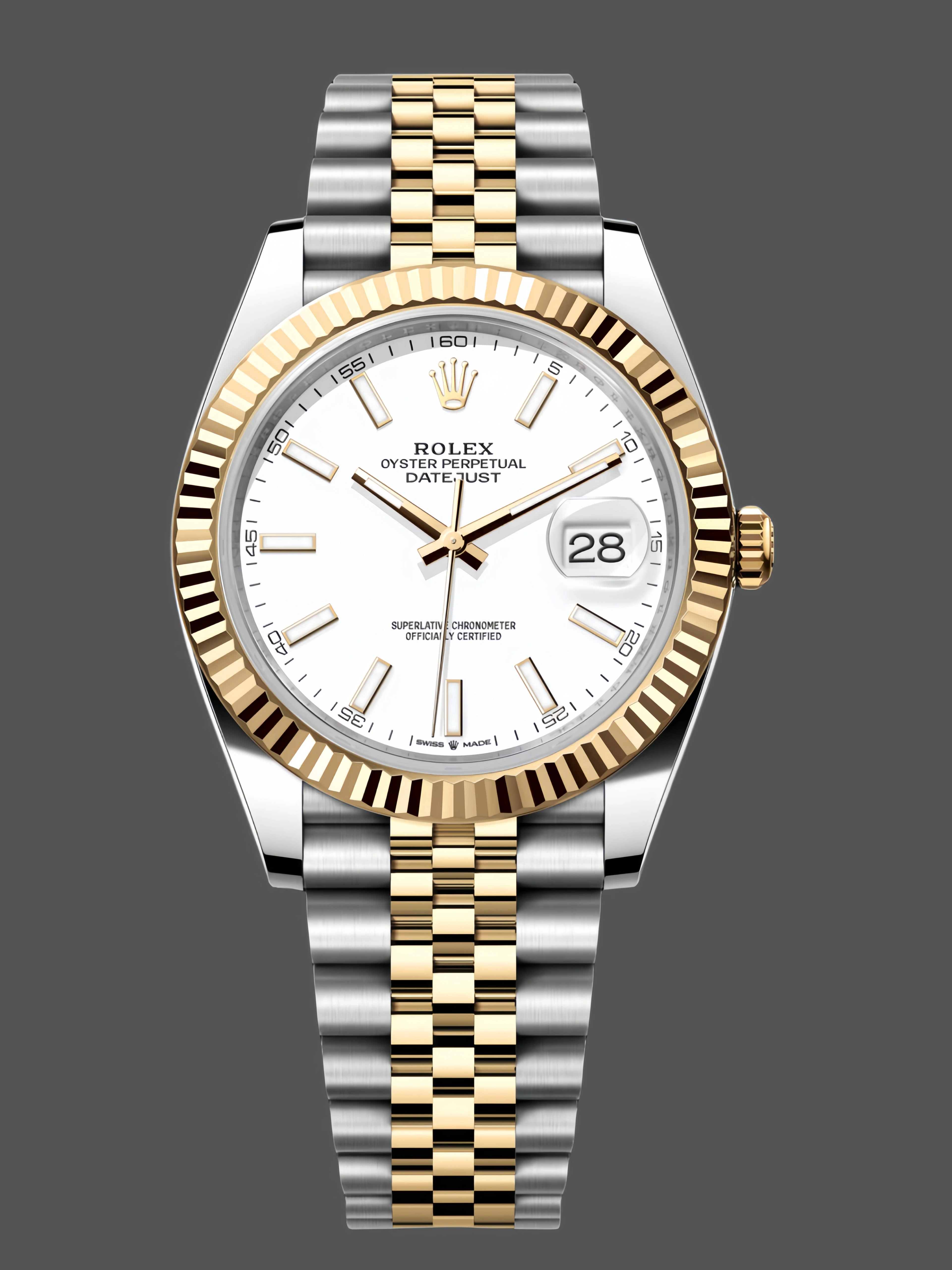 Rolex Datejust 126333 0016 White Index Jubilee 41mm Two Tone Steel