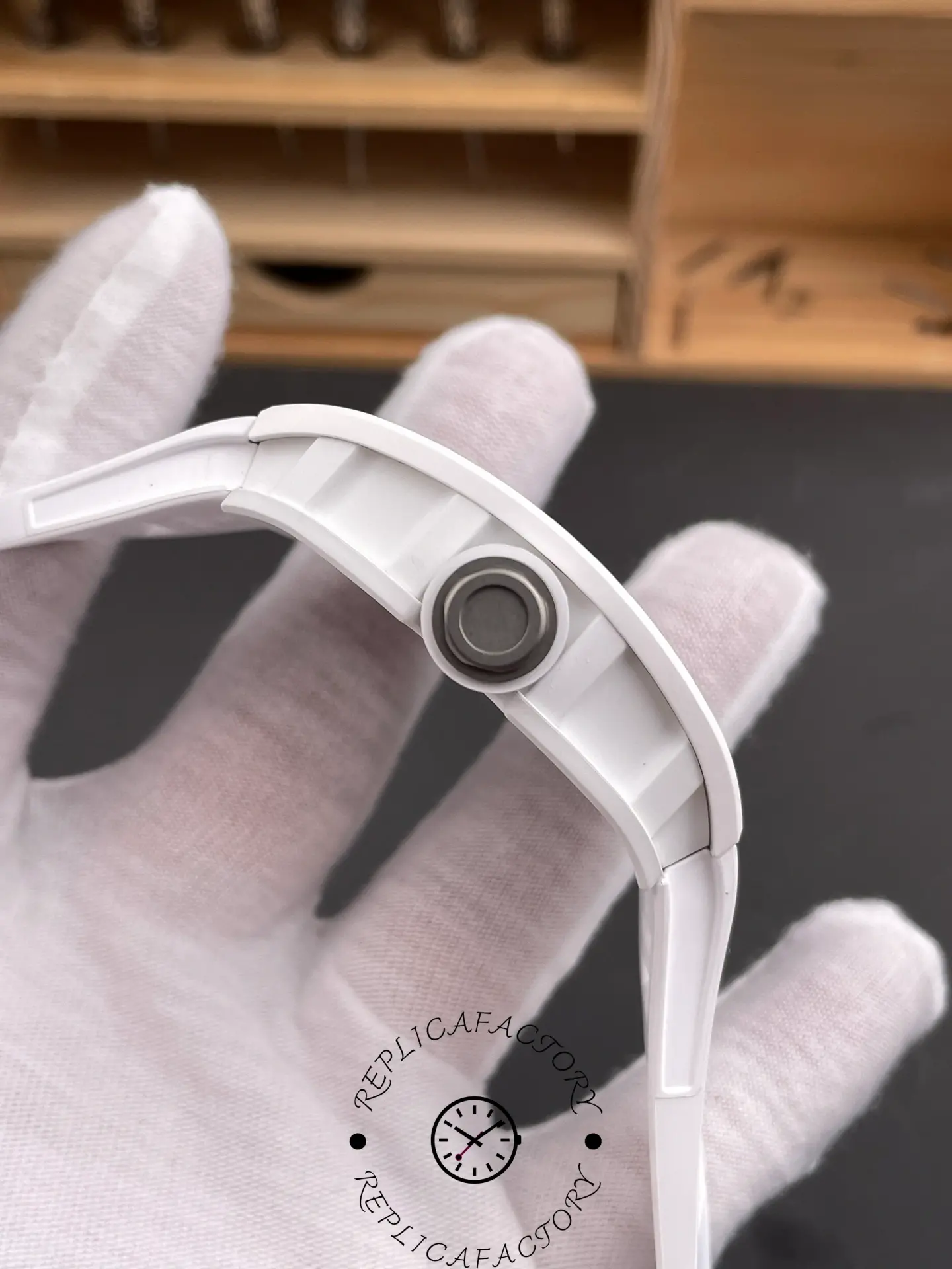 Richard Miller RM 055 RMUL2 NTPT Carbon Fiber Black Mark White Rubber Strap - Replica Factory