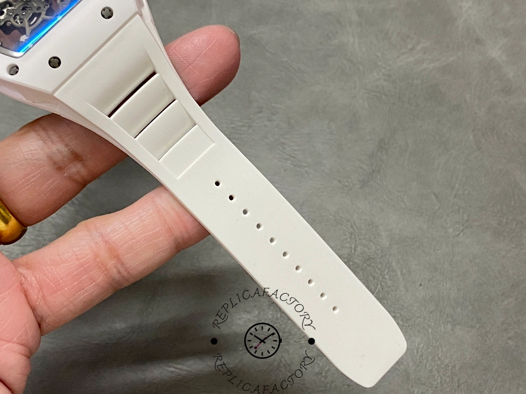 Richard Miller RM 055 RMUL2 NTPT Carbon Fiber Black Mark White Rubber Strap - Replica Factory