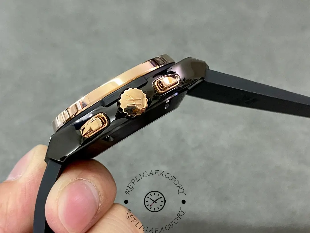 Side profile close-up of Hublot Classic Fusion 521.CO.1781.RX showing pushers and crown.