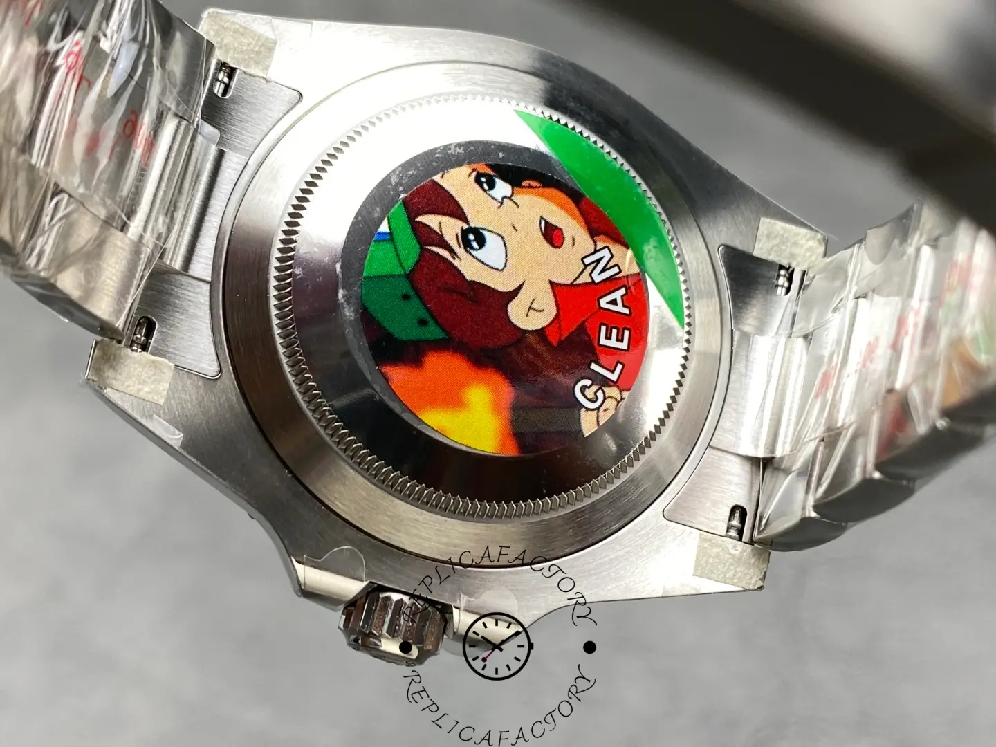 Rolex Submariner 124060, caseback view with protective sticker.