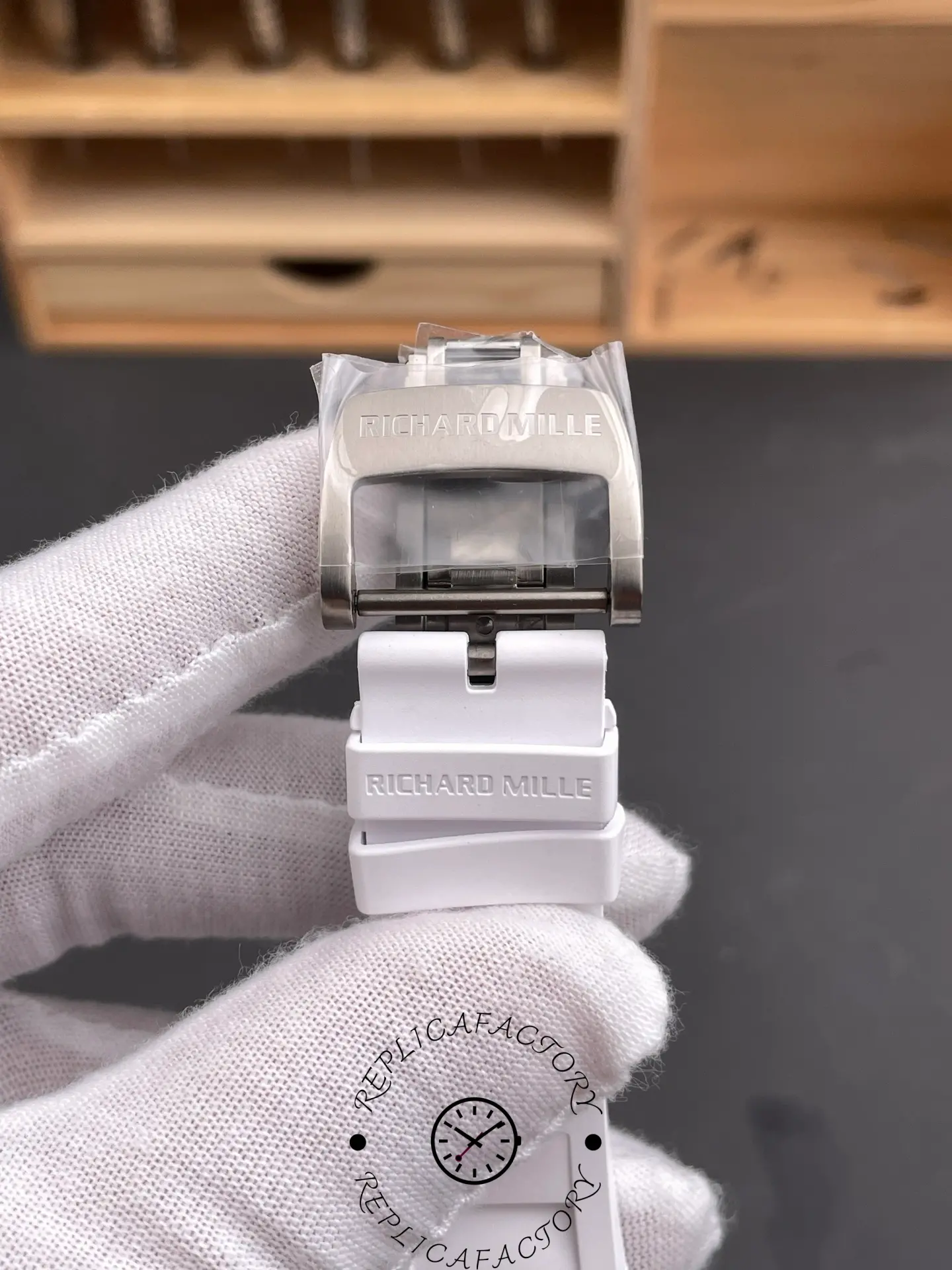 Richard Miller RM 055 RMUL2 NTPT Carbon Fiber Black Mark White Rubber Strap - Replica Factory