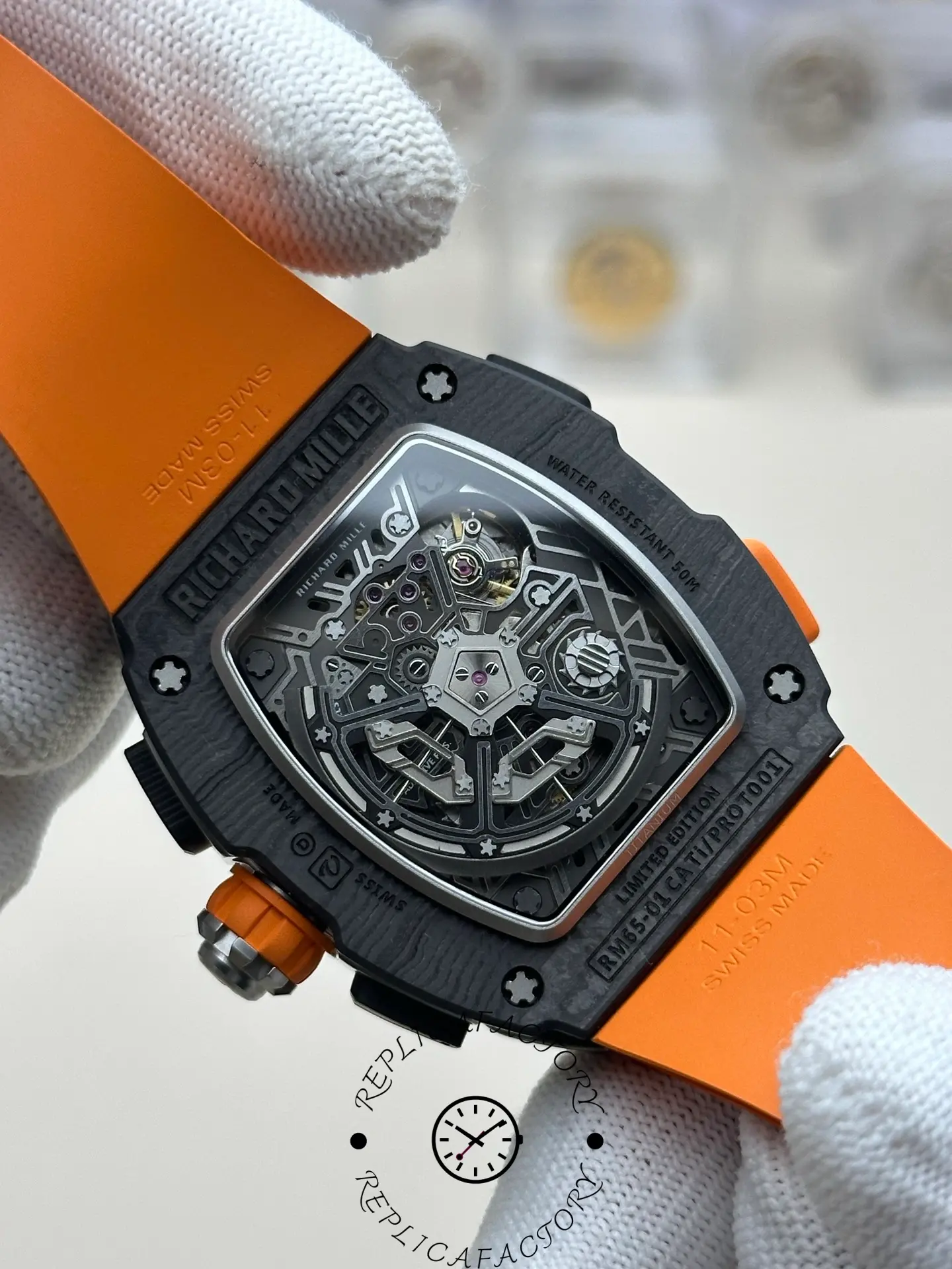 Replica Richard Mille RM 65 01 Automatic Split Seconds Orange Strap - Replica Factory
