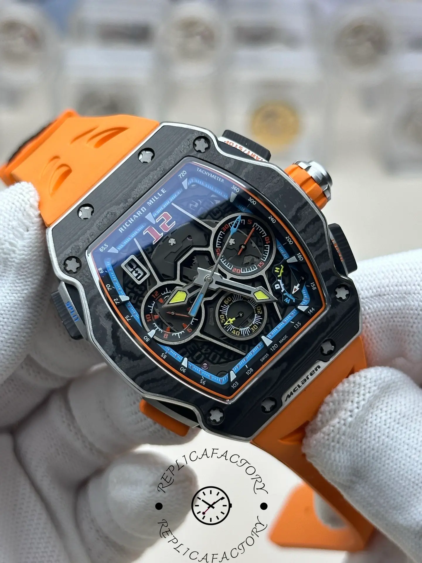 Replica Richard Mille RM 65 01 Automatic Split Seconds Orange Strap - Replica Factory