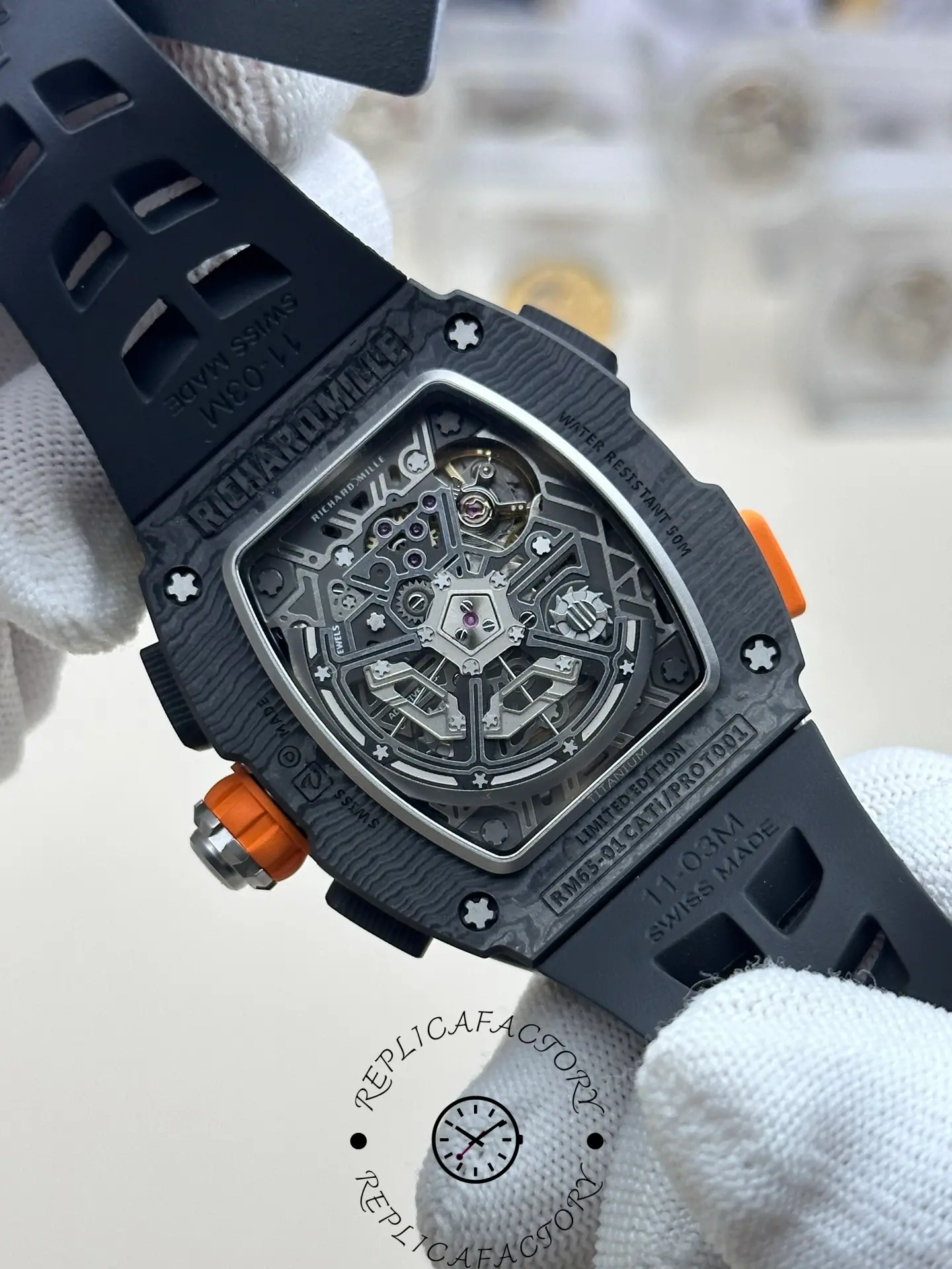 Replica Richard Mille Automatic Winding Split seconds Chronograph Carbon RM 65 01 - Replica Factory