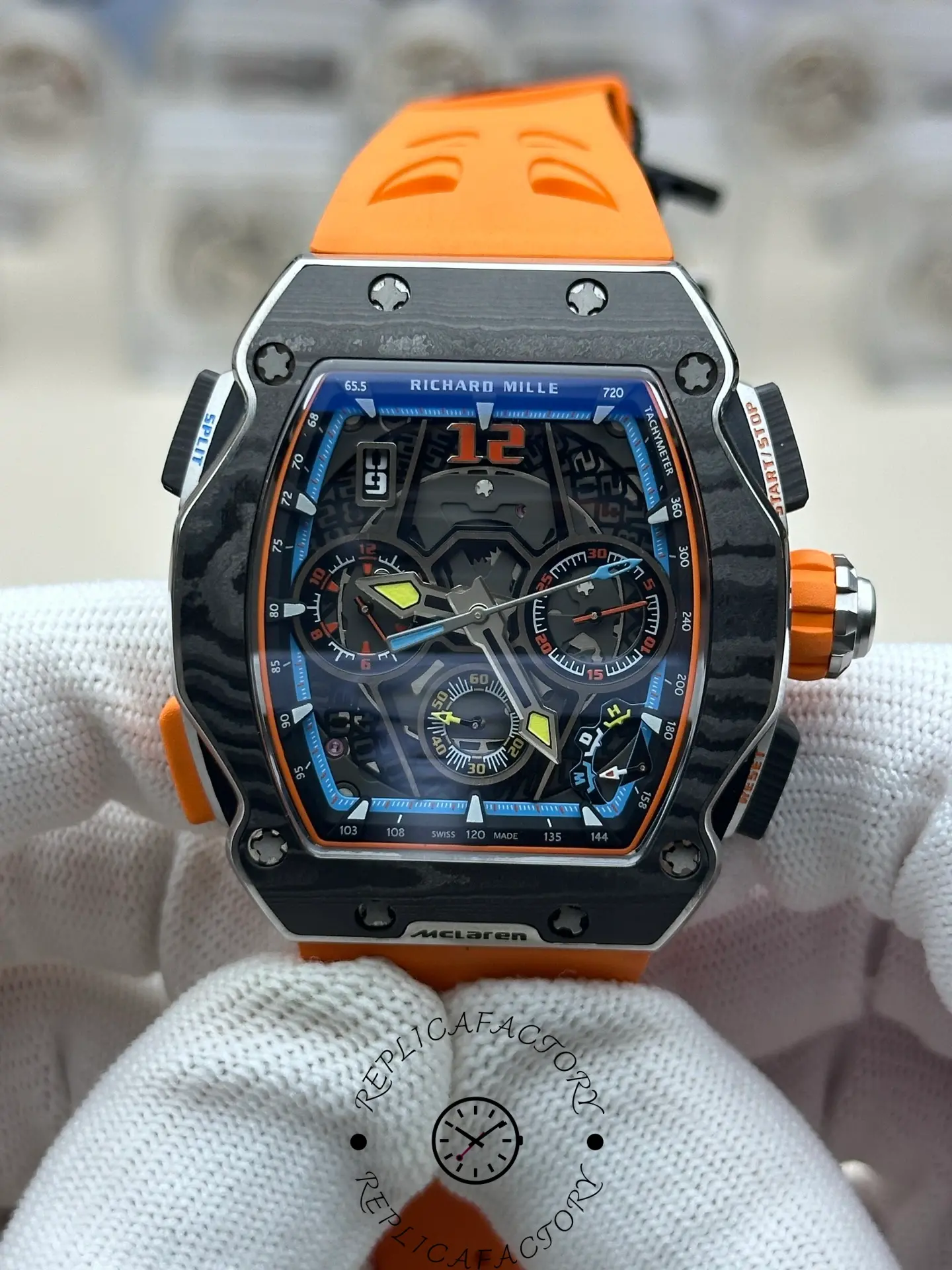 Replica Richard Mille RM 65 01 Automatic Split Seconds Orange Strap - Replica Factory