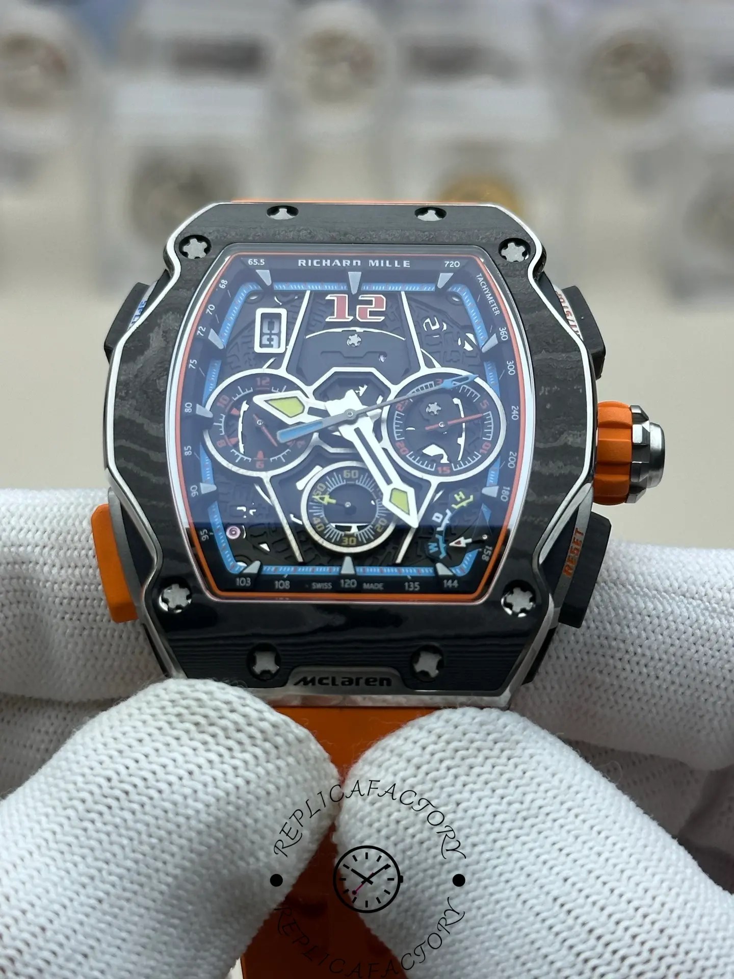 Replica Richard Mille RM 65 01 Automatic Split Seconds Orange Strap - Replica Factory