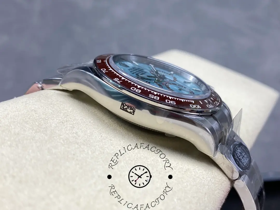 Side profile of Rolex Platinum Daytona 126506 showing case thickness and bezel edge.