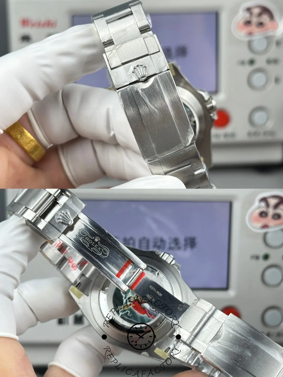 Rolex Air-King 126900 0001, bracelet and clasp detail showing Oyster links and clasp finish.