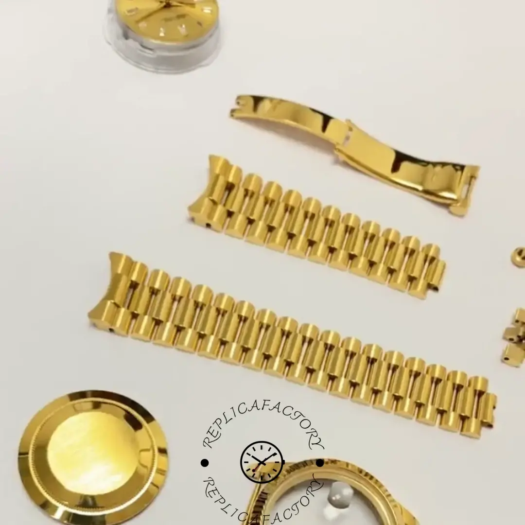 Cloned 18K gold Rolex Day-Date assembly materials