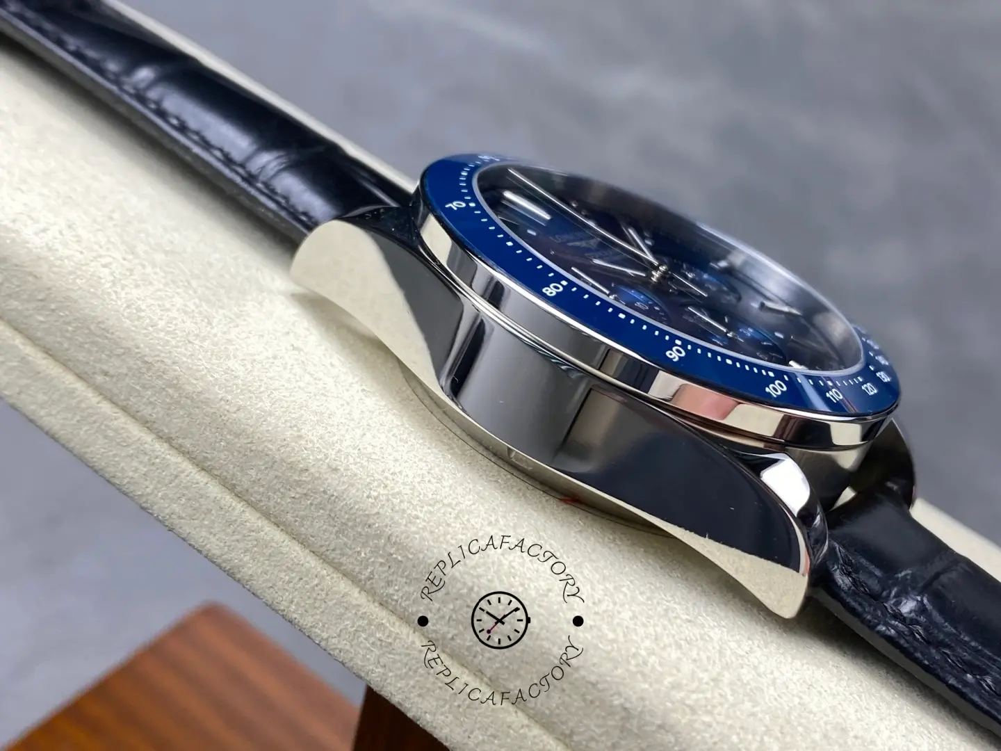 Side profile of the Longines Conquest L3.835.4.92.6 showing polished stainless steel case.