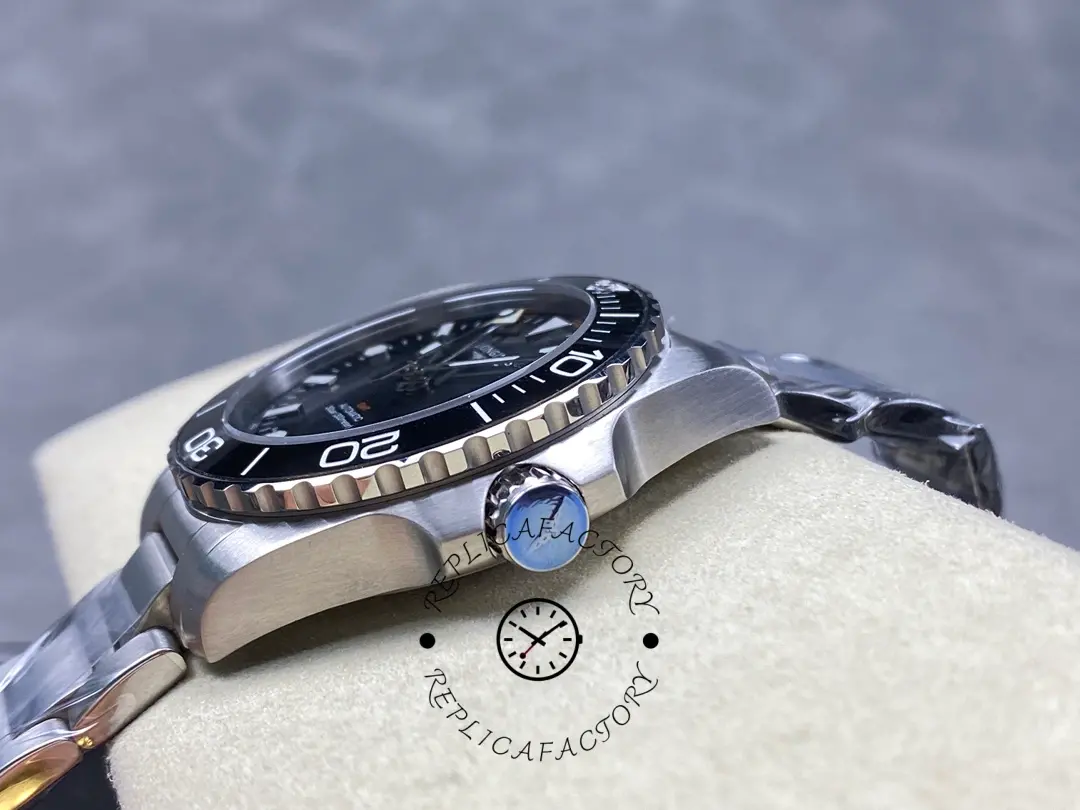 Side view of Longines HydroConquest GMT L3.790.4.56.6 showing crown and bezel edge.