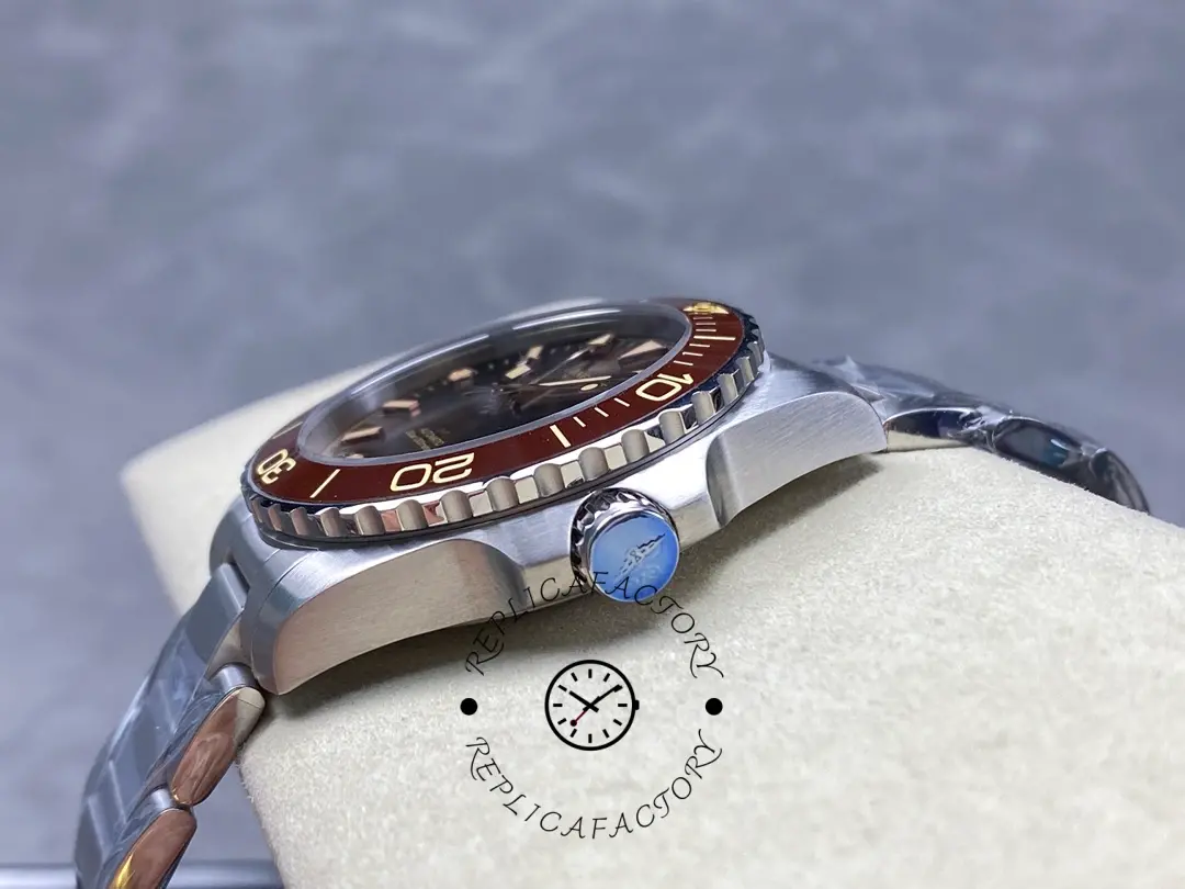 Side view of Longines HydroConquest GMT L3.790.4.66.6, showing crown guard and bezel edge.