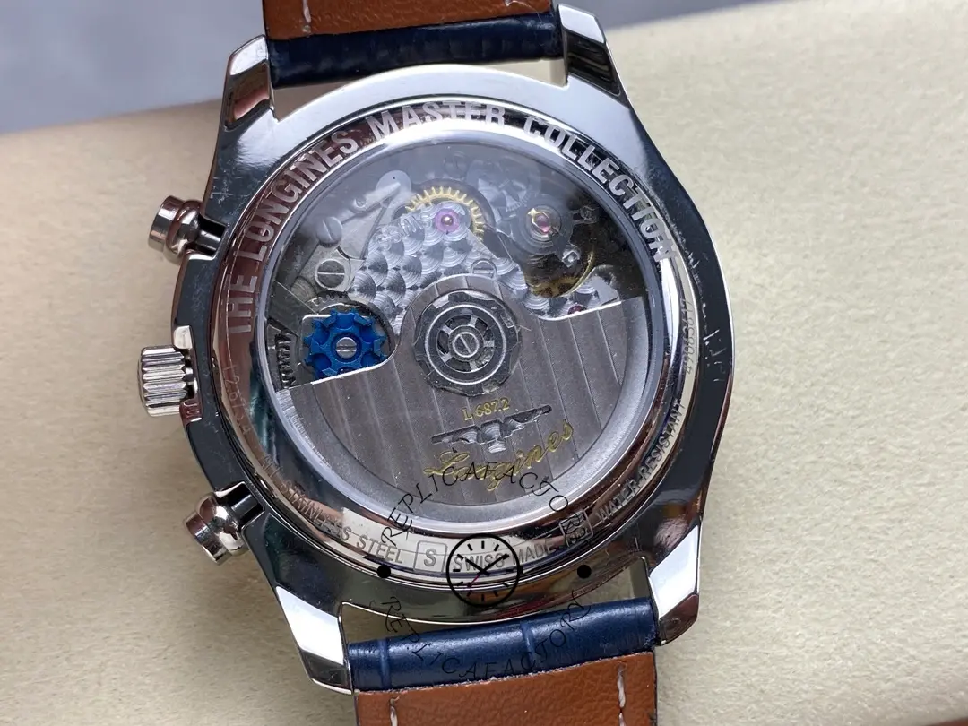 Exhibition caseback of Longines Master Collection L2.673.4.92.0 showing the automatic movement.