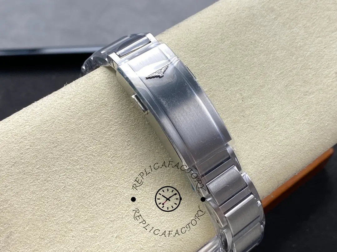 Clasp view of Longines HydroConquest GMT L3.790.4.56.6 showing Longines winged-hourglass engraving.