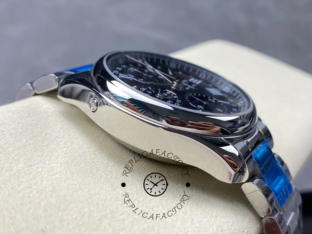 Side profile of Longines Master Collection L2.673.4.51.6 with polished stainless steel case.