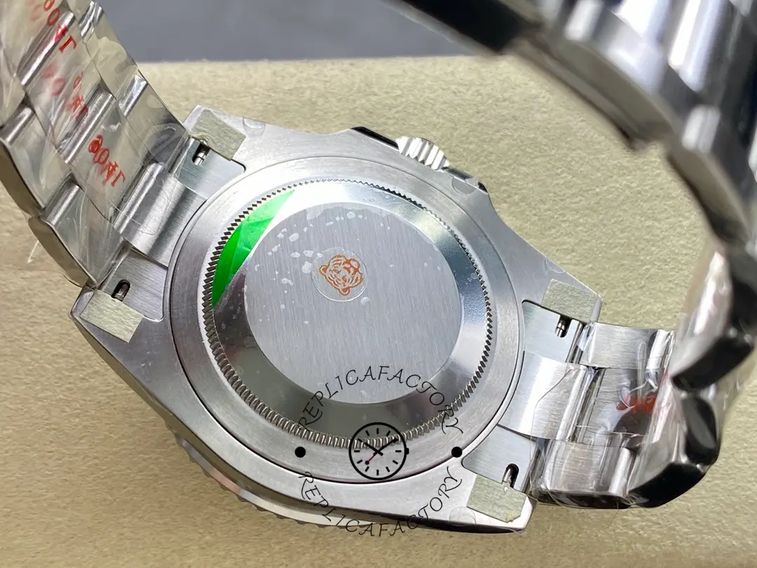 Caseback view of the Rolex GMT-Master II 126710BLRO 0002 showing solid back and bracelet.