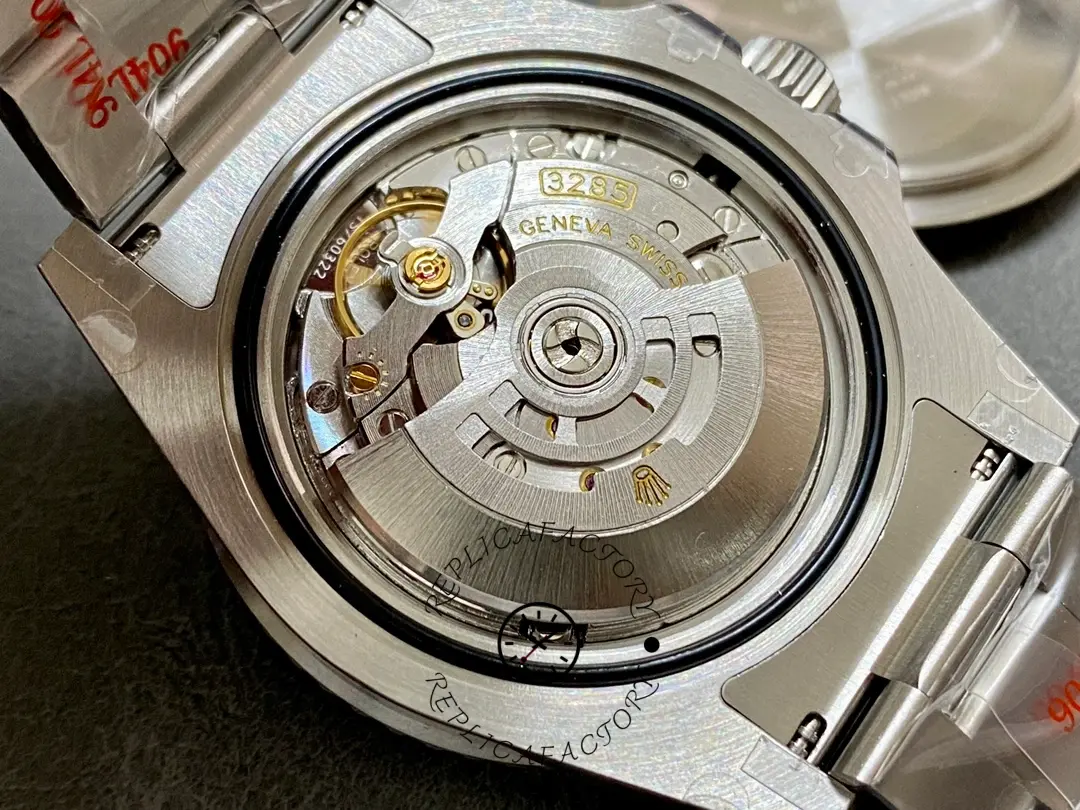 Movement view of the Rolex GMT-Master II 126710BLRO 0002 showing rotor and mechanics.