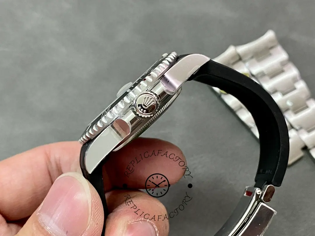 Rolex Submariner 126610LN, side view showing crown guard and case profile.