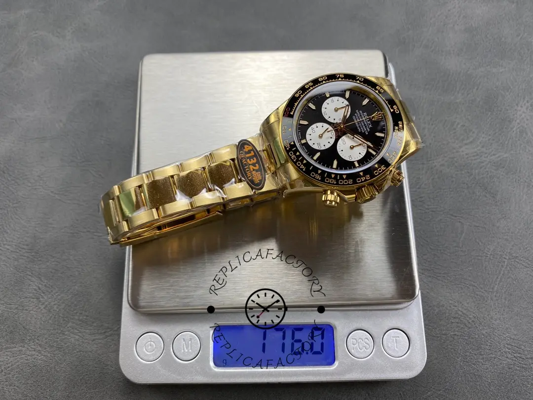 Rolex Daytona 126528LN-0001, watch shown on scale for size reference.