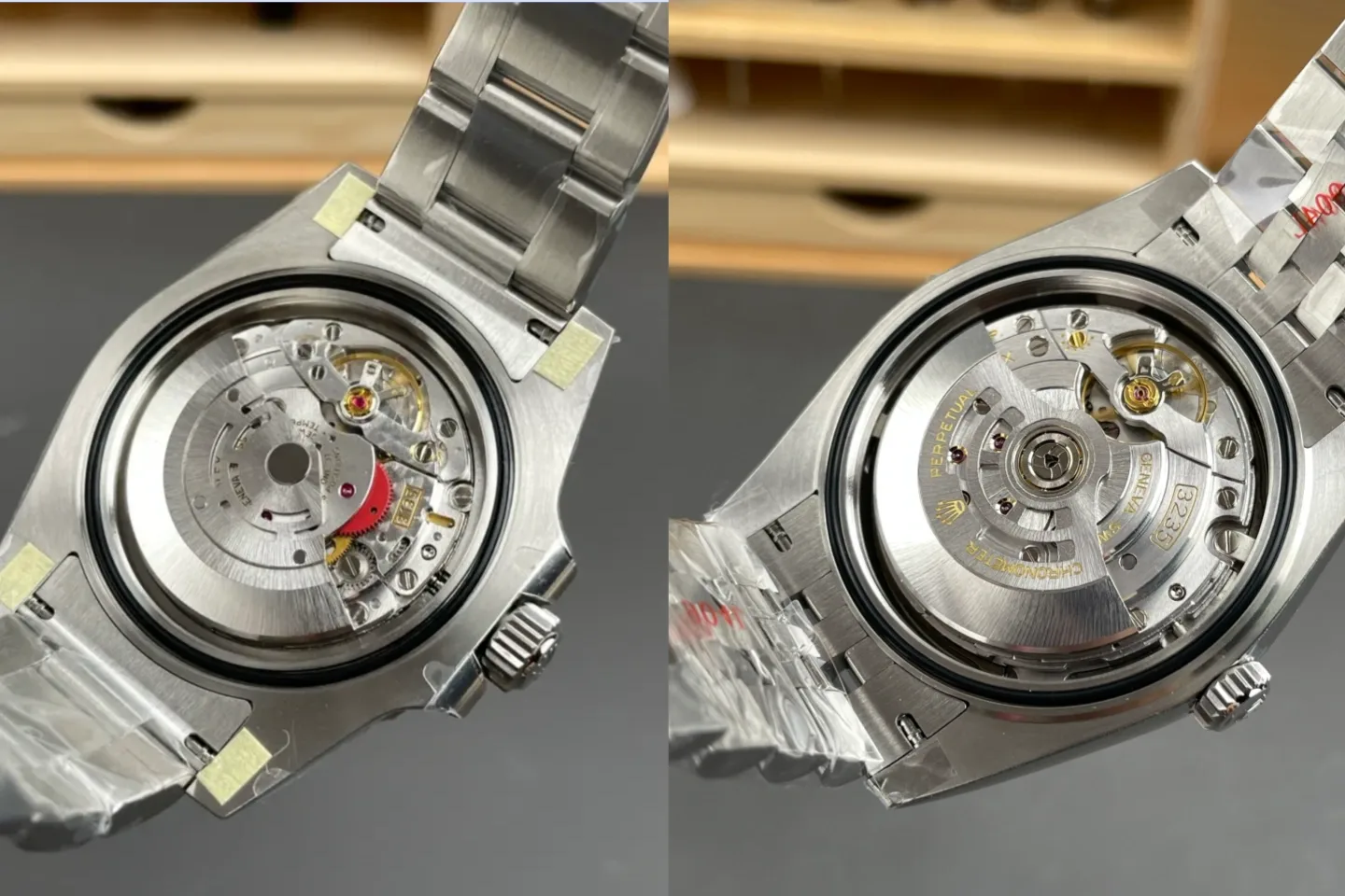 Rolex Submariner 3135 and 3235 clone movement with automatic rotor and balance wheel