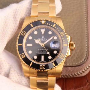 Replica Rolex Submariner Date 116618LN VR Factory 18K Yellow Gold Wrapped Black Dial