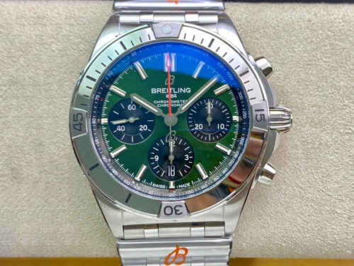 Replica Breitling Chronomat AB01343A1L1A1 GF Factory Stainless Steel Green Dial