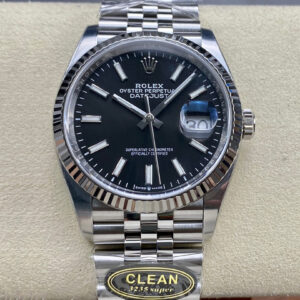 Replica Rolex Datejust M126234-0015 36MM Clean Factory Black Dial Stainless Steel Strap