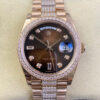 Replica Rolex Day Date M128345rbr-0041 EW Factory Brown Diamond Bezel