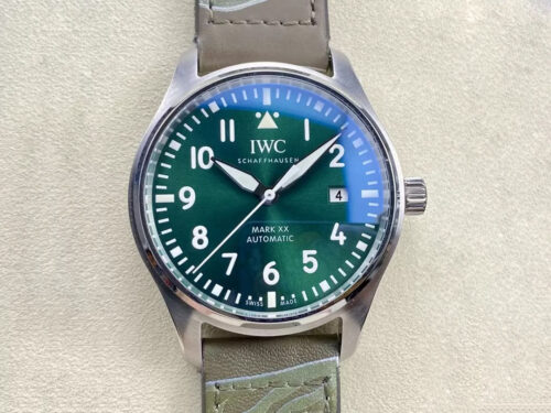 Replica IWC Pilot IW328205 M+ Factory Grey Green Dial - Replica Watches Factory