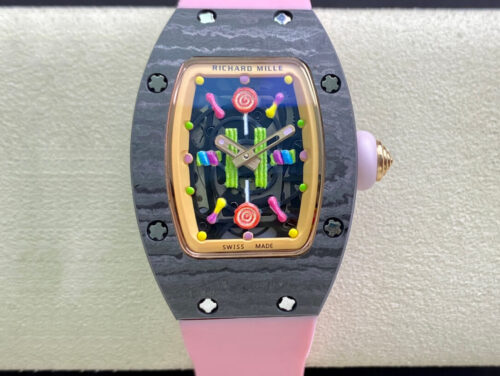 Replica Richard Mille RM-07 Bon Bon RM Factory Pink Rubber Strap - Replica Watches Factory