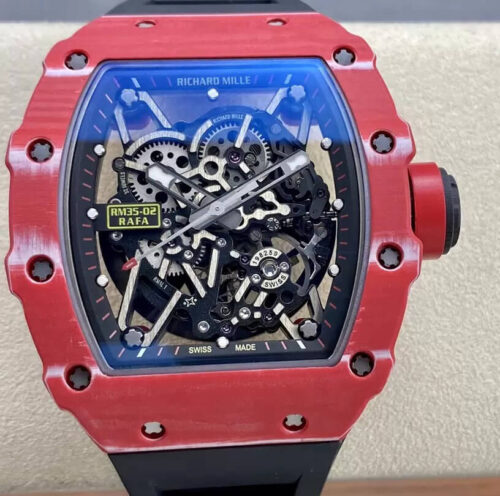 Replica Richard Mille RM35-02 T+ Factory Black Strap Red Rubber Case