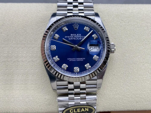 Replica Rolex Datejust M126234-0037 36MM Clean Factory Diamond Blue Dial