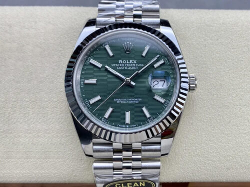 Replica Rolex Datejust 41MM M126334-0030 Clean Factory Green Dial Stainless Steel Strap