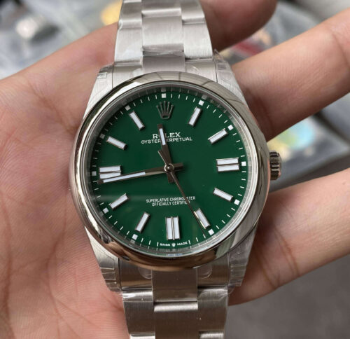 Replica Rolex Oyster Perpetual 41MM M124300-0005 VS Factory Green Stainless Steel