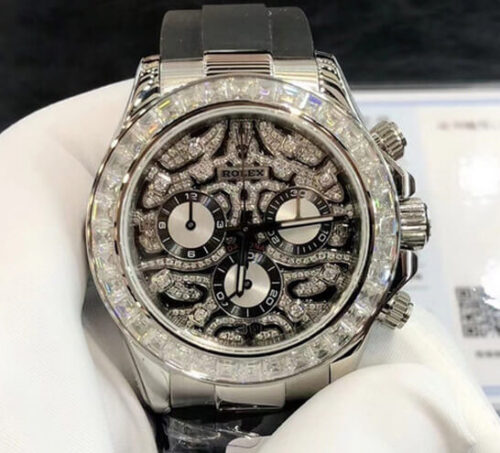 Rolex Cosmograph Daytona 116588 1:1 Best Version Replica Watch Noob Factory Black Diamond Dial, more than 95% similar to original watches.