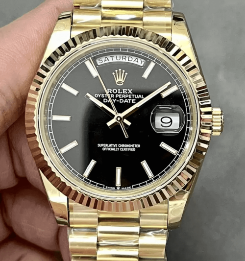 Replica Rolex Day Date M228238-0067 GM Factory Black Dial Stainless Steel Strap