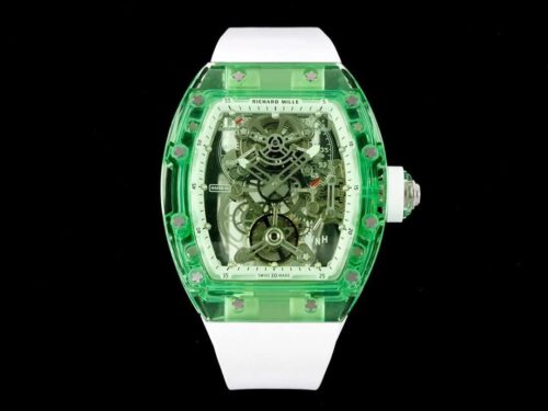 Replica Richard Mille RM 56-01 Tourbillon RM Factory Green Transparent Case Rubber Strap