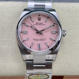 Replica Rolex Oyster Perpetual M126000-0008 36MM Clean Factory Pink Dial Stainless Steel Strap