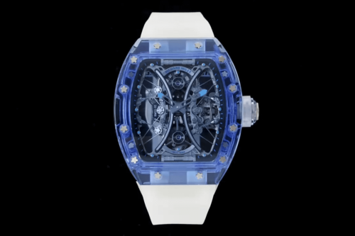 Replica Richard Mille RM053-02 Tourbillon RM Factory Skeleton Dial Blue Transparent Case